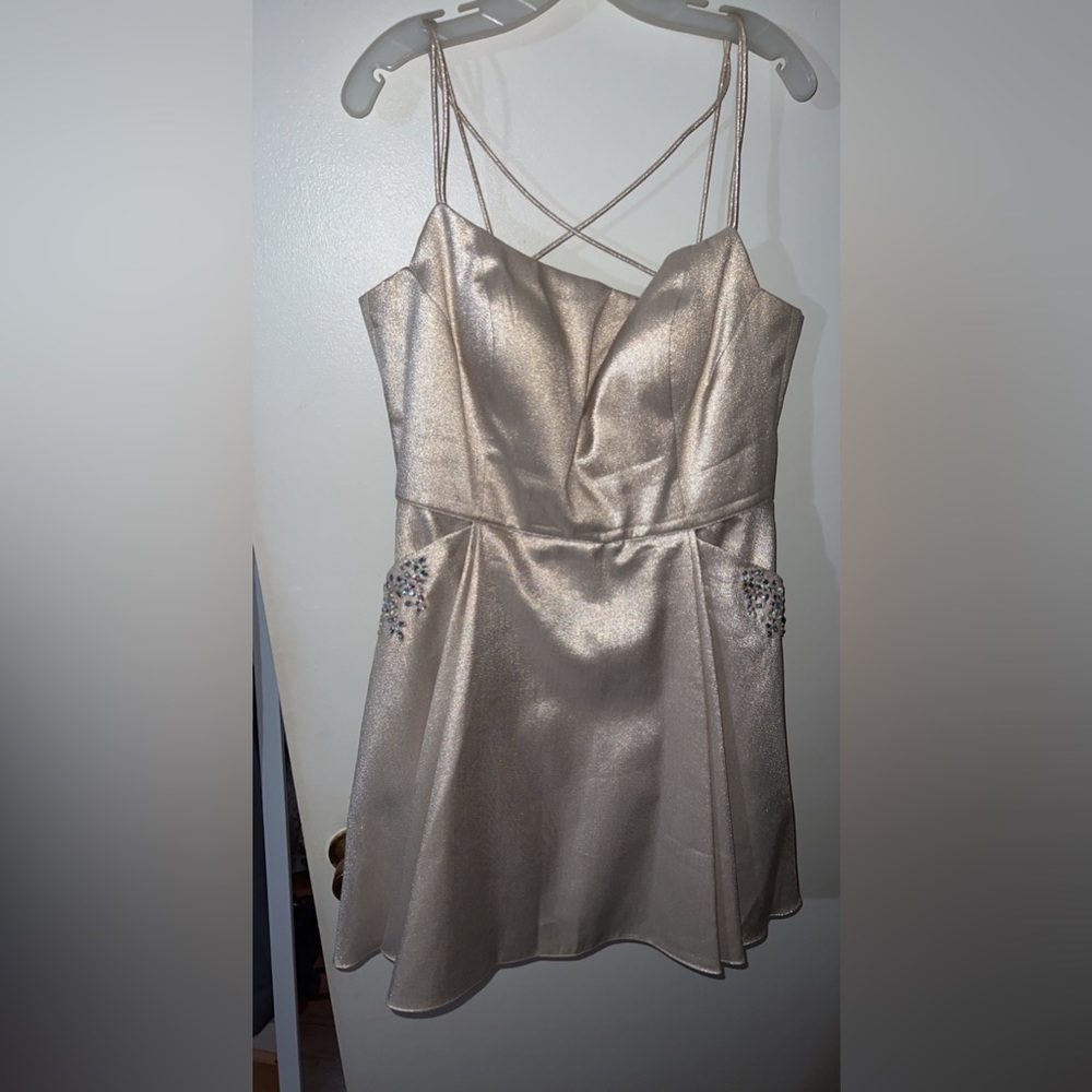 Champagne pink David’s bridal dress size (12)